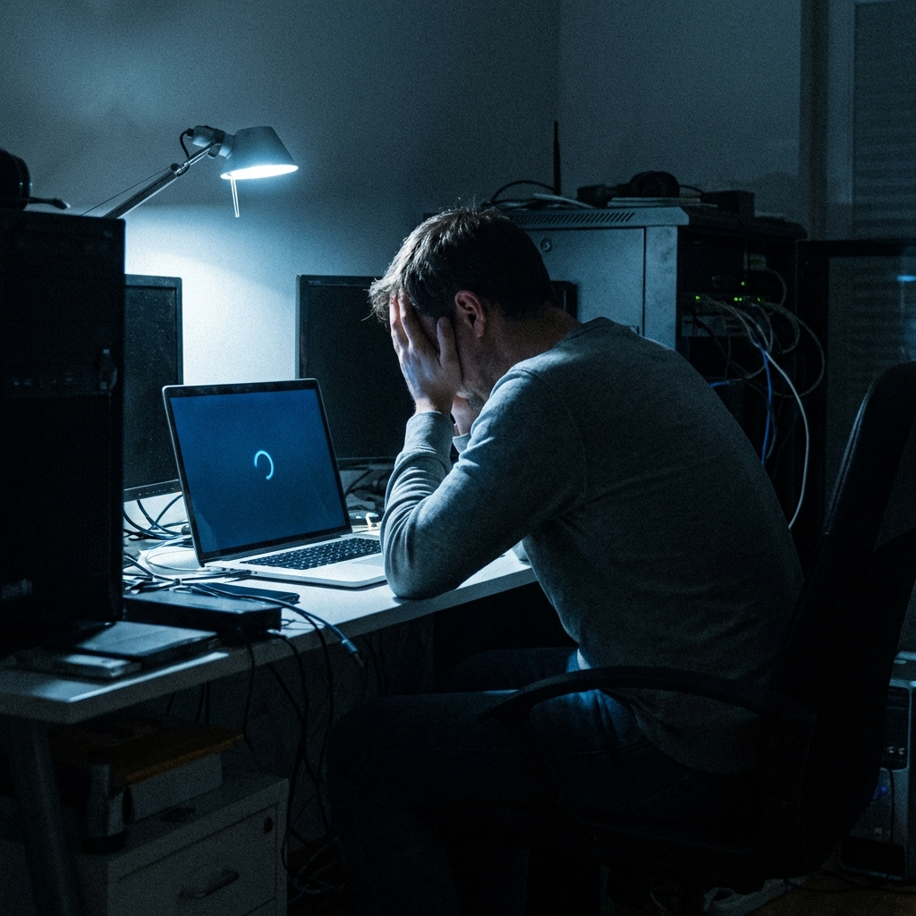 Utilisateur frustré devant un chargement lent